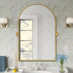 Pexfix Miroir Mural Pivotant Encadré en Métal pour Salle de Bain, Réglable Mural pour Décoration Murale Moderne