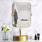 Pexfix Miroir Mural Pivotant Encadré en Métal pour Salle de Bain, Réglable Mural pour Décoration Murale Moderne
