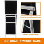 Miroir plein pied 64x21 pouces en bois massif blanc avec support - Acier trempé