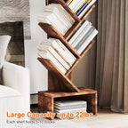 Acekool Étagère Arbre Vintage, Bibliothèque Haute à 8 Niveaux avec Tiroir, Étagère de Rangement Gain de Place pour Salon Bureau Étude, 38 x 20 x 132 cm