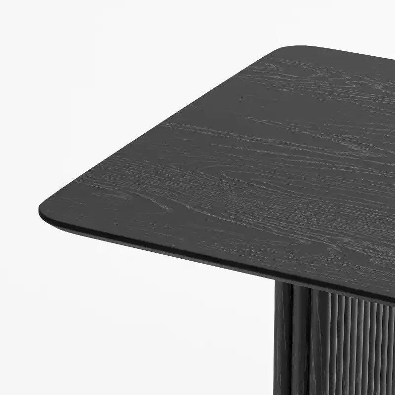 PexFix Table de salle à manger 67 x 33,5 en bois massif, table de cuisine moderne pour 4 à 6 personnes, style ferme avec pieds ondulés solides pour salon, cuisine, bureau à domicile, noir