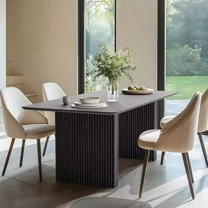PexFix Table de salle à manger 67 x 33,5 en bois massif, table de cuisine moderne pour 4 à 6 personnes, style ferme avec pieds ondulés solides pour salon, cuisine, bureau à domicile, noir