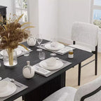 PexFix Table de salle à manger 67 x 33,5 en bois massif, table de cuisine moderne pour 4 à 6 personnes, style ferme avec pieds ondulés solides pour salon, cuisine, bureau à domicile, noir