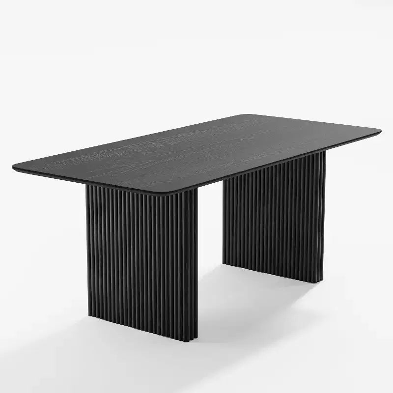 PexFix Table de salle à manger 67 x 33,5 en bois massif, table de cuisine moderne pour 4 à 6 personnes, style ferme avec pieds ondulés solides pour salon, cuisine, bureau à domicile, noir