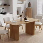 PexFix 67 x 33,5 Table de salle à manger de ferme en bois massif pour 4 à 6 personnes Table de cuisine moderne avec pieds ondulés massifs pour salon, cuisine, bureau à domicile, couleur naturelle