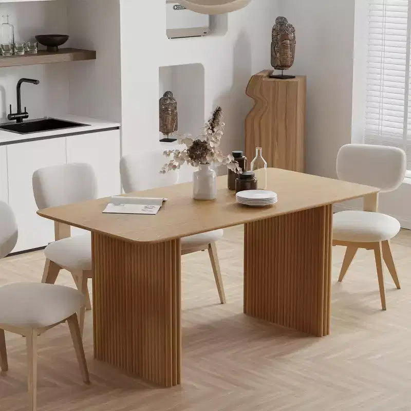 PexFix 67 x 33,5 Table de salle à manger de ferme en bois massif pour 4 à 6 personnes Table de cuisine moderne avec pieds ondulés massifs pour salon, cuisine, bureau à domicile, couleur naturelle
