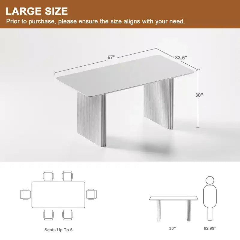 PexFix 67 x 33,5 Table de salle à manger de ferme en bois massif pour 4 à 6 personnes Table de cuisine moderne avec pieds ondulés massifs pour salon, cuisine, bureau à domicile, couleur naturelle