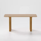 PexFix 67 x 33,5 Table de salle à manger de ferme en bois massif pour 4 à 6 personnes Table de cuisine moderne avec pieds ondulés massifs pour salon, cuisine, bureau à domicile, couleur naturelle