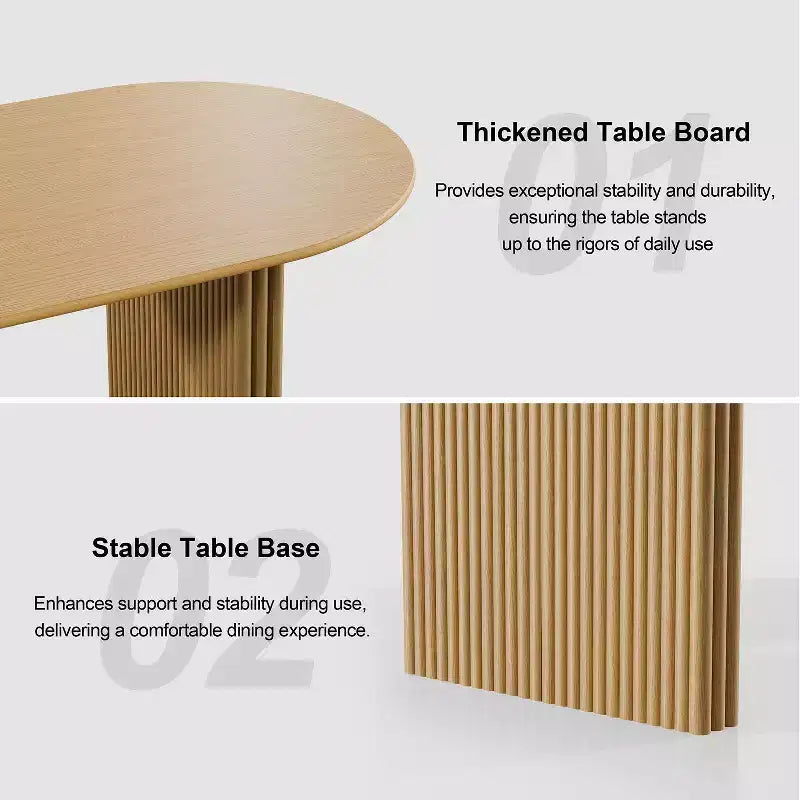 PexFix Table à manger ovale en bois massif 67 x 33,5 Table de cuisine moderne Style ferme avec pieds ondulés massifs pour salon, cuisine, bureau à domicile, naturel