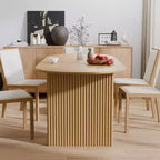 PexFix Table à manger ovale en bois massif 67 x 33,5 Table de cuisine moderne Style ferme avec pieds ondulés massifs pour salon, cuisine, bureau à domicile, naturel