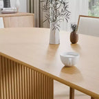 PexFix Table à manger ovale en bois massif 67 x 33,5 Table de cuisine moderne Style ferme avec pieds ondulés massifs pour salon, cuisine, bureau à domicile, naturel