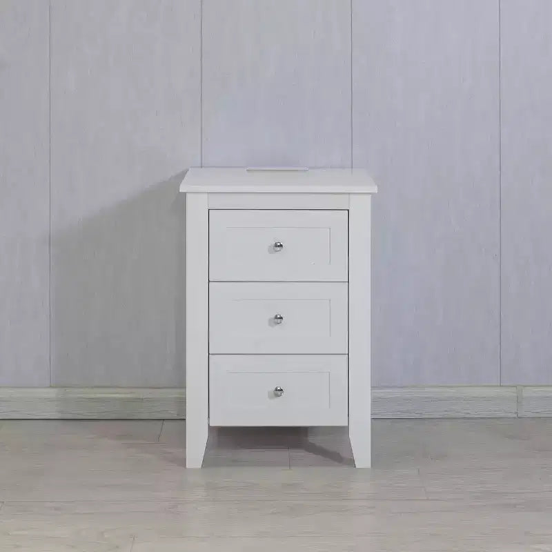 Table de chevet Acekool avec station de recharge, table de chevet blanche à 3 tiroirs avec ports USB et prises de courant, grand rangement pour chambre et salon
