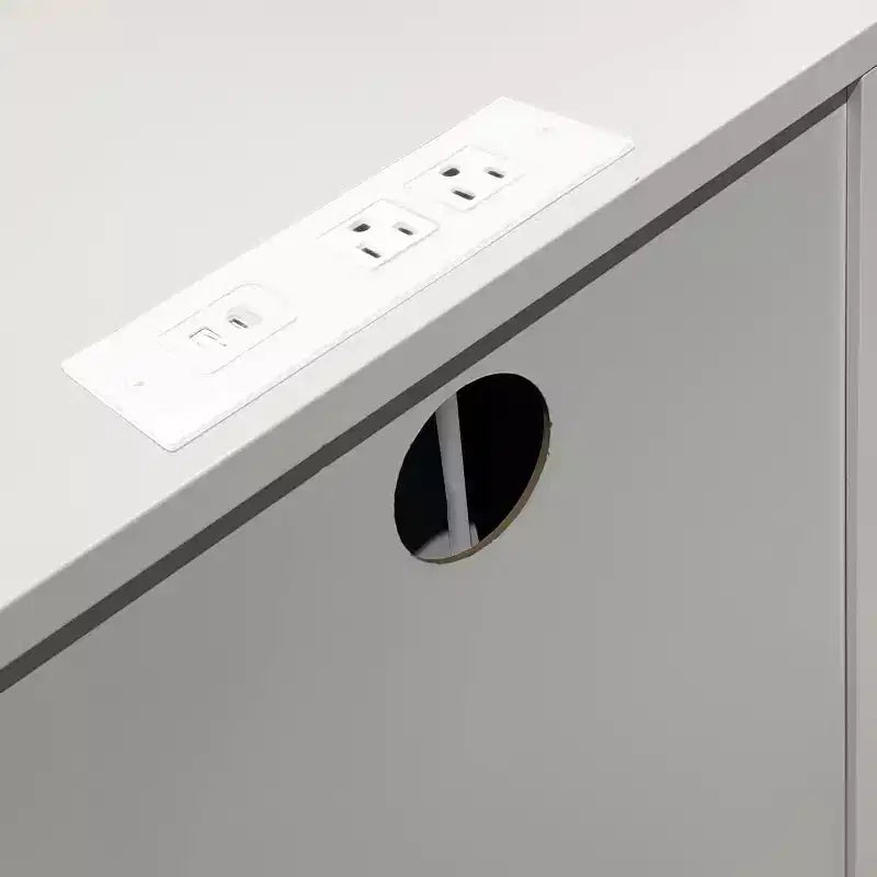 Table de chevet Acekool avec station de recharge, table de chevet blanche à 3 tiroirs avec ports USB et prises de courant, grand rangement pour chambre et salon