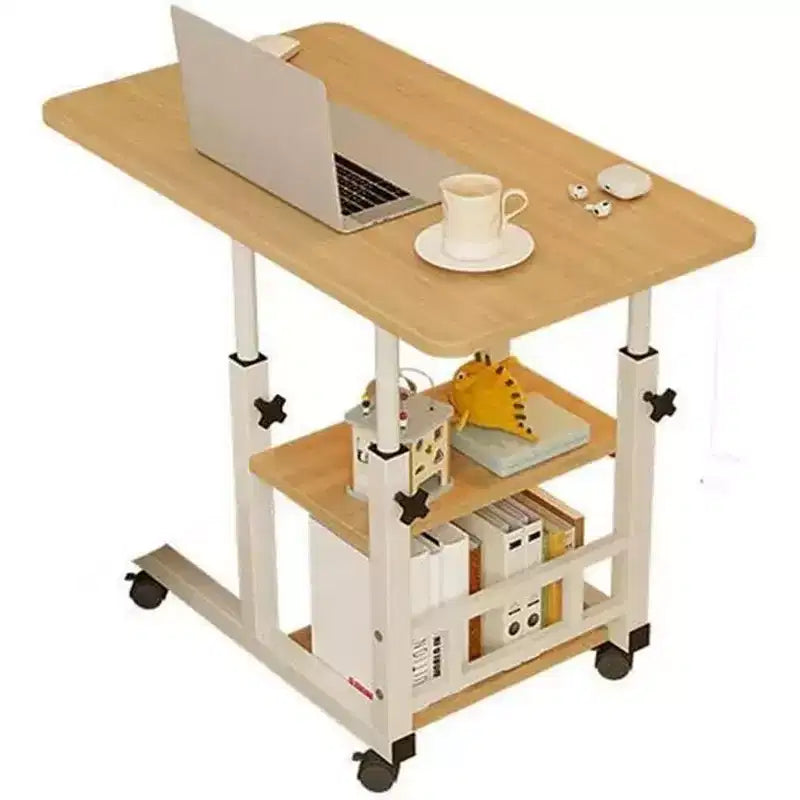Table basse en C mobile Acekool réglable en hauteur avec roulettes, support pour ordinateur portable inclinable et étagères de rangement, table d'appoint pour canapé pour la maison ou le bureau