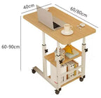 Table basse en C mobile Acekool réglable en hauteur avec roulettes, support pour ordinateur portable inclinable et étagères de rangement, table d'appoint pour canapé pour la maison ou le bureau