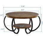Table basse ronde Garvee 30 Table basse, Table basse à 2 niveaux de style industriel avec pieds réglables et grain de bois design, Facile à monter