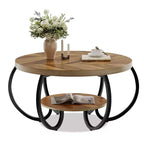 Table basse ronde Garvee 30 Table basse, Table basse à 2 niveaux de style industriel avec pieds réglables et grain de bois design, Facile à monter
