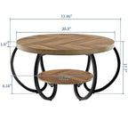 Table basse ronde Garvee 30 Table basse, Table basse à 2 niveaux de style industriel avec pieds réglables et grain de bois design, Facile à monter