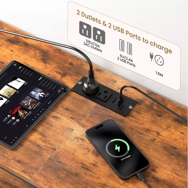 Meuble TV commode 63 pouces pour téléviseurs 65, 70, 75 pouces, commode en tissu avec station de charge, lumières LED, étagères ouvertes et commode à 12 tiroirs