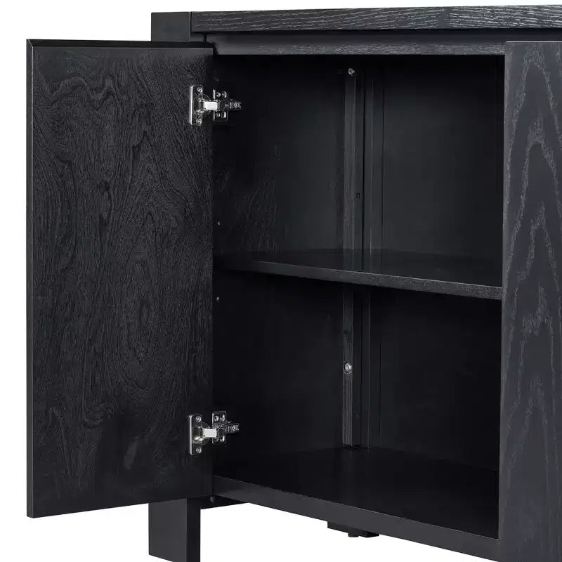 Buffet 4 portes Hostack avec étagères réglables pour salle à manger et cuisine, Noir