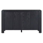 Buffet 4 portes Hostack avec étagères réglables pour salle à manger et cuisine, Noir