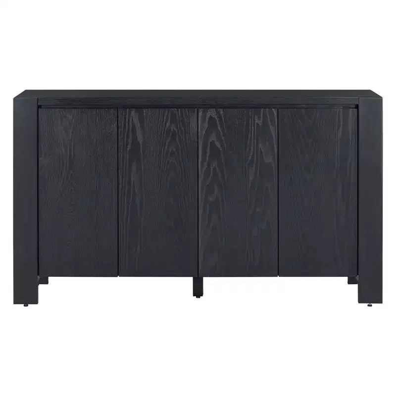 Buffet 4 portes Hostack avec étagères réglables pour salle à manger et cuisine, Noir
