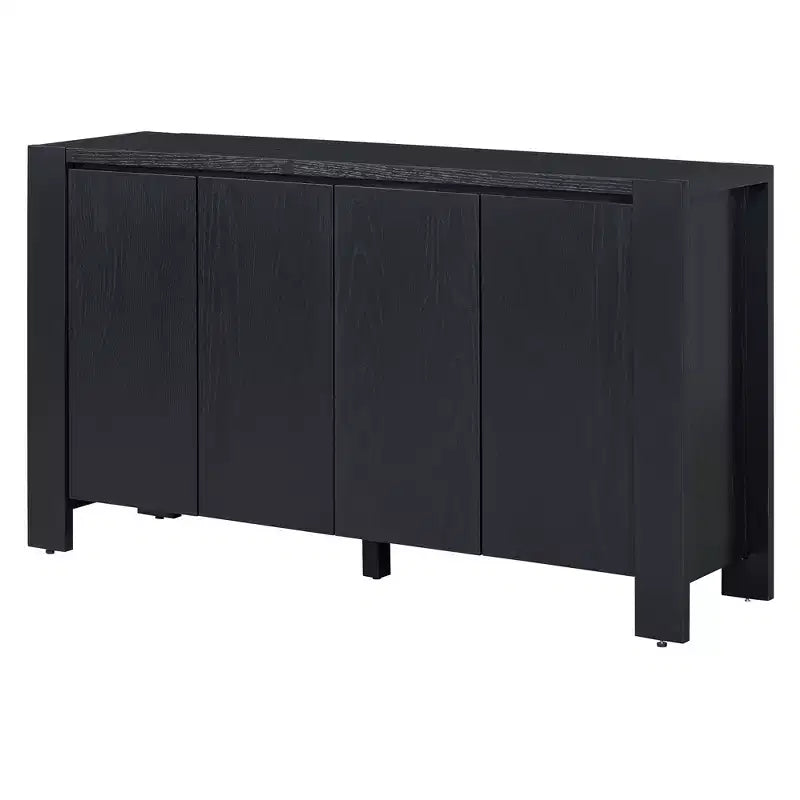 Buffet 4 portes Hostack avec étagères réglables pour salle à manger et cuisine, Noir