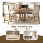 GDFStudio Salome – Ensemble de salle à manger 5 pièces avec table ronde extensible et chaises rembourrées