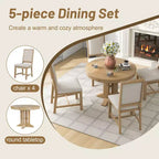 GDFStudio Salome – Ensemble de salle à manger 5 pièces avec table ronde extensible et chaises rembourrées