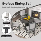 GDFStudio Salome – Ensemble de salle à manger 5 pièces avec table ronde extensible et chaises rembourrées