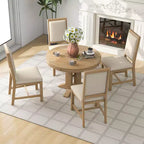GDFStudio Salome – Ensemble de salle à manger 5 pièces avec table ronde extensible et chaises rembourrées