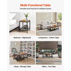 VEVOR Ensemble de 3 Tables de Salon, Table Basse Industrielle de 105 cm avec 2 Tables d'Appoint Carrées, Marron et Noir