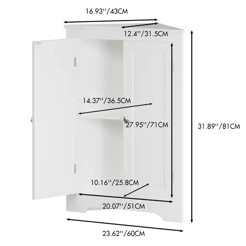 Meuble d'angle de salle de bain autoportant Jessamine GDFStudio avec étagère réglable