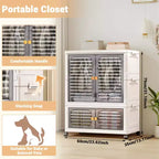 GustoWave Armoire pour animaux de compagnie, Meuble de rangement empilable, Armoire à vêtements, Organisateurs de placard et conteneurs de rangement avec portes, roulettes et tringles de suspension