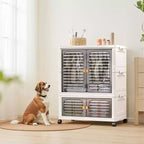 GustoWave Armoire pour animaux de compagnie, Meuble de rangement empilable, Armoire à vêtements, Organisateurs de placard et conteneurs de rangement avec portes, roulettes et tringles de suspension