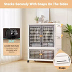 GustoWave Armoire pour animaux de compagnie, Meuble de rangement empilable, Armoire à vêtements, Organisateurs de placard et conteneurs de rangement avec portes, roulettes et tringles de suspension