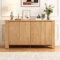Hostack 4-Door Retro Wood Sideboard Buffet Cabinet with Storage, Distressed Finish and Adjustable Shelves for Dining&Living Room, Natural