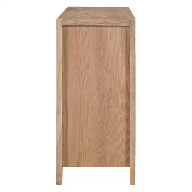 Hostack Meuble de rangement buffet 4 portes en bois rétro avec finition vieillie et étagères réglables pour salle à manger et salon, naturel