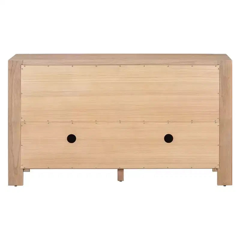 Hostack Meuble de rangement buffet 4 portes en bois rétro avec finition vieillie et étagères réglables pour salle à manger et salon, naturel