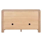 Hostack Meuble de rangement buffet 4 portes en bois rétro avec finition vieillie et étagères réglables pour salle à manger et salon, naturel