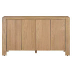 Hostack Meuble de rangement buffet 4 portes en bois rétro avec finition vieillie et étagères réglables pour salle à manger et salon, naturel