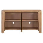 Hostack Meuble de rangement buffet 4 portes en bois rétro avec finition vieillie et étagères réglables pour salle à manger et salon, naturel
