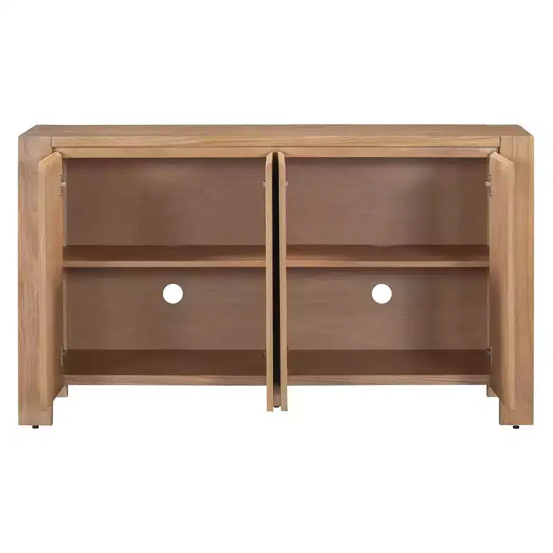 Hostack Meuble de rangement buffet 4 portes en bois rétro avec finition vieillie et étagères réglables pour salle à manger et salon, naturel