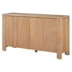 Hostack Meuble de rangement buffet 4 portes en bois rétro avec finition vieillie et étagères réglables pour salle à manger et salon, naturel