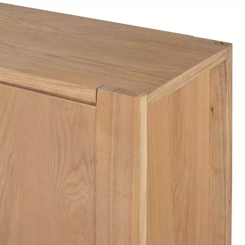 Hostack Meuble de rangement buffet 4 portes en bois rétro avec finition vieillie et étagères réglables pour salle à manger et salon, naturel