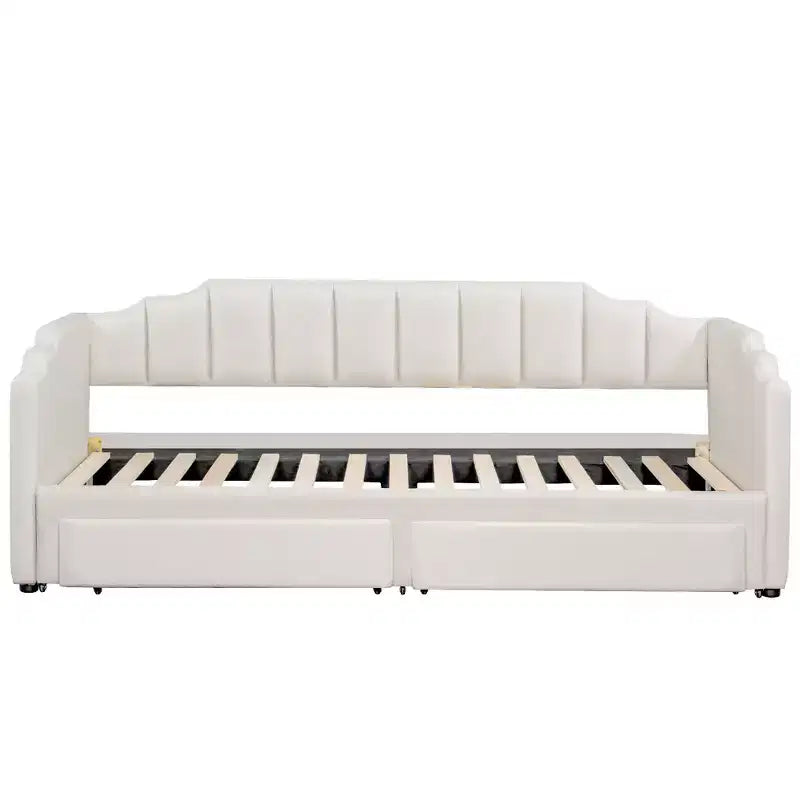 Lit de repos rembourré Whisen Twin XL avec 2 tiroirs de rangement, extensible en lit King