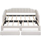 Lit de repos rembourré Whisen Twin XL avec 2 tiroirs de rangement, extensible en lit King