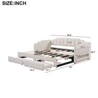 Lit de repos rembourré Whisen Twin XL avec 2 tiroirs de rangement, extensible en lit King