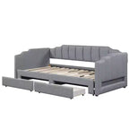 Lit de repos rembourré Whisen Twin XL avec 2 tiroirs de rangement, extensible en lit King