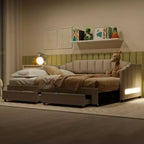 Lit de repos rembourré Whisen Twin XL avec 2 tiroirs de rangement, extensible en lit King